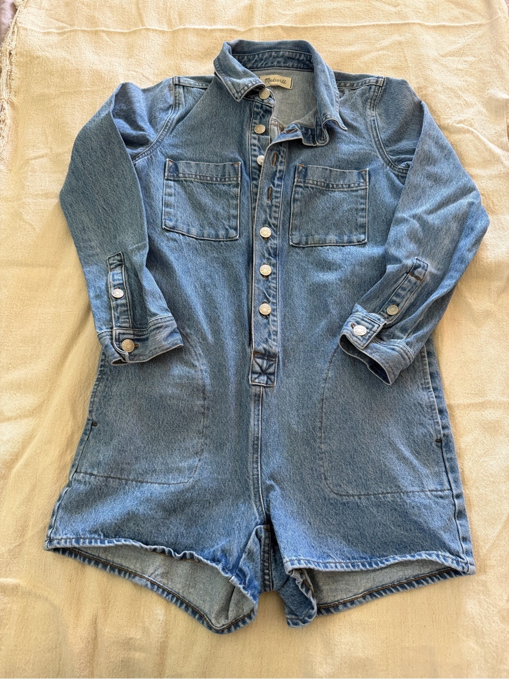 Madewell women’s Denim Button-Up Romper Jacket - Blue